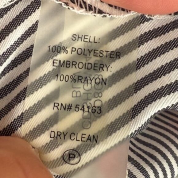 Calvin Klein Stripe and Rose Off The Shoulder Dress with Tie Waist - 2 - Picture 6 of 6